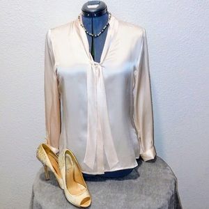 Kasper pink silk tie-front  blouse